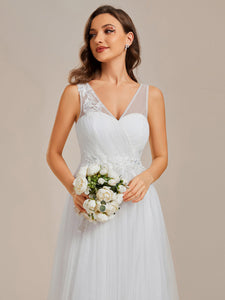 Elegant Appliques Mesh Wholesale Bridesmaid Dresses#Color_White