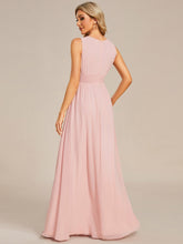 Load image into Gallery viewer, Color=Pink | Maxi Long Chiffon Hollow Round Neck Decor Bridesmaids Dress-Pink 12