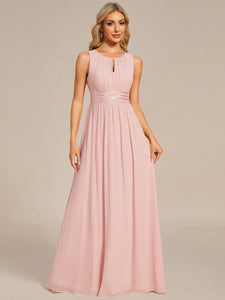 Color=Pink | Elegant Sleeveless Pleated Sequin Wholesale Bridesmaids Dress-Pink 16