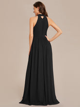 Load image into Gallery viewer, Color=Black | Wholesale Chiffon Halter Neckline Sleeveless Evening Dresses-Black 10