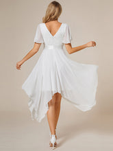 Load image into Gallery viewer, Color=Cream | Deep V Neck Chiffon Wholesale Evening Gown With Short Sleeves-Cream 5