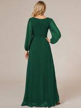 Load image into Gallery viewer, Color=Dark Green | Maxi Long Chiffon Wholesale Evening Dresses With Long Sleeves-Dark Green 5