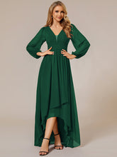 Load image into Gallery viewer, Color=Dark Green | Maxi Long Chiffon Wholesale Evening Dresses With Long Sleeves-Dark Green 2