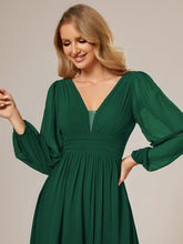 Load image into Gallery viewer, Color=Dark Green | Maxi Long Chiffon Wholesale Evening Dresses With Long Sleeves-Dark Green 3