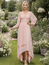 Load image into Gallery viewer, Color=Pink | Maxi Long Chiffon Wholesale Evening Dresses With Long Sleeves-Pink 3