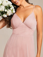 Load image into Gallery viewer, Color=Pink | Mesh Contrast Wholesale Bridesmaids Dresses With Spaghetti Straps-Pink 4