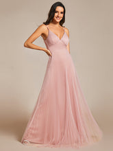Load image into Gallery viewer, Color=Pink | Mesh Contrast Wholesale Bridesmaids Dresses With Spaghetti Straps-Pink 3