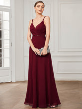 Load image into Gallery viewer, Color=Burgundy | Deep V Neck A Line Backless Wholesale Bridesmaid Dresses-Burgundy 3