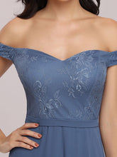 Load image into Gallery viewer, Color=Dusty Navy | Off The Shoulder Lace Bodice Short Sweetheart Evening Dress-Dusty Navy 5