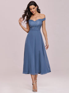 Color=Dusty Navy | Off The Shoulder Lace Bodice Short Sweetheart Evening Dress-Dusty Navy 2