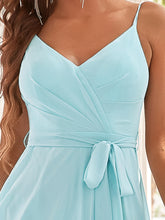 Load image into Gallery viewer, Color=Sky Blue | Wholesale Casual V Neck Chiffon Bridesmaid Dress For Women-Sky Blue 5