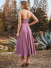 Load image into Gallery viewer, Color=Purple Orchid | Wholesale Casual V Neck Chiffon Bridesmaid Dress For Women-Purple Orchid 3