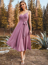 Load image into Gallery viewer, Color=Purple Orchid | Wholesale Casual V Neck Chiffon Bridesmaid Dress For Women-Purple Orchid 1