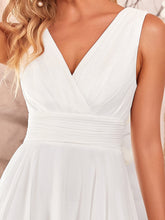 Load image into Gallery viewer, Color=Cream | Sleeveless V Neck Mini Wholesale Chiffon Bridesmaid Dress-Cream 5