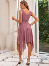 Load image into Gallery viewer, Color=Orchid | Wholesale Knee Length Chiffon Bridesmaid Dress With Irregular Hem-Orchid 3
