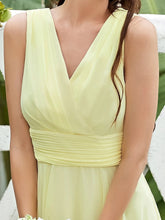 Load image into Gallery viewer, Color=Yellow | Wholesale Knee Length Chiffon Bridesmaid Dress With Irregular Hem-Yellow 5