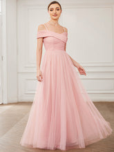 Load image into Gallery viewer, Color=Pink | V Neck A Line Sleeveless Floor Length Wholesale Bridesmaid Dresses-Pink 1