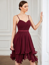 Load image into Gallery viewer, Color=Burgundy | Sleeveless A Line Spaghetti Straps Knee Length Wholesale Prom Dresses-Burgundy 3