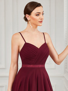 Color=Burgundy | Sleeveless A Line Spaghetti Straps Knee Length Wholesale Prom Dresses-Burgundy 5