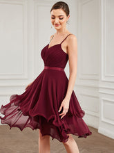 Load image into Gallery viewer, Color=Burgundy | Sleeveless A Line Spaghetti Straps Knee Length Wholesale Prom Dresses-Burgundy 1
