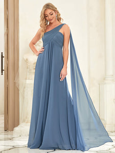 Color=Dusty Navy | Elegant Pleated A-Line Floor Length One Shoulder Sleeveless Wholesale Bridesmaids Dress-Dusty Navy 37