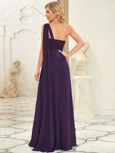 Load image into Gallery viewer, Color=Dark Purple | Elegant Pleated A-Line Floor Length One Shoulder Sleeveless Wholesale Bridesmaids Dress-Dark Purple 