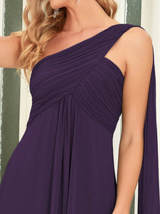 Color=Dark Purple | Elegant Pleated A-Line Floor Length One Shoulder Sleeveless Wholesale Bridesmaids Dress-Dark Purple 