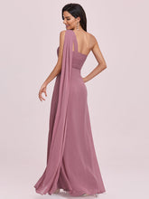 Load image into Gallery viewer, Color=Orchid | Elegant Pleated A-Line Floor Length One Shoulder Sleeveless Wholesale Bridesmaids Dress-Orchid 