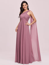 Load image into Gallery viewer, Color=Orchid | Elegant Pleated A-Line Floor Length One Shoulder Sleeveless Wholesale Bridesmaids Dress-Orchid 