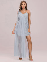 Load image into Gallery viewer, Color=Grey | Deep V-neck Sleeveless Bridesmaid Dress-Grey 7