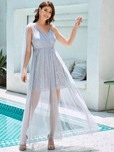 Load image into Gallery viewer, Color=Grey | Deep V-neck Sleeveless Bridesmaid Dress-Grey 3
