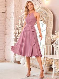 Color=Orchid | Charming Halter Neck Sleeveless Wholesale Bridesmaid Dresses-Orchid 3