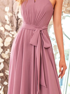 Color=Orchid | Charming Halter Neck Sleeveless Wholesale Bridesmaid Dresses-Orchid 5