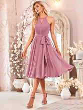 Load image into Gallery viewer, Color=Orchid | Charming Halter Neck Sleeveless Wholesale Bridesmaid Dresses-Orchid 1