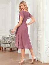 Load image into Gallery viewer, Color=Orchid | Hot Asymmetrical Hem Pagoda Sleeves Wholesale Bridesmaid Dresses-Orchid 2