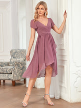 Load image into Gallery viewer, Color=Orchid | Hot Asymmetrical Hem Pagoda Sleeves Wholesale Bridesmaid Dresses-Orchid 4