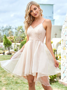 Color=Pink | Cute A-line Silhouette Knee Length Wholesale Bridesmaid Dresses-Pink 4