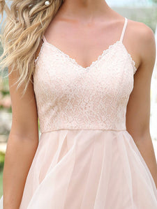 Color=Pink | Cute A-line Silhouette Knee Length Wholesale Bridesmaid Dresses-Pink 5