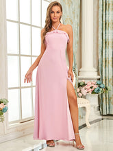 Load image into Gallery viewer, Color=Mauve | Simple Halter Neck Sleeveless A Line Wholesale Bridesmaid Dresses-Mauve 1