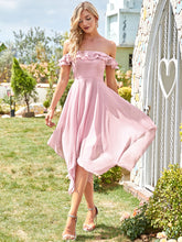Load image into Gallery viewer, Color=Mauve | Stunning Asymmetrical Hem Off Shoulder Wholesale Prom Dresses-Mauve 4