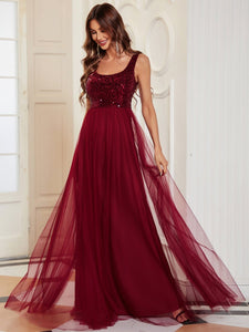Color=Burgundy | Spectacular U Neck Sleeveless A Line Wholesale Bridesmaid Dresses-Burgundy 3