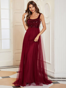 Color=Burgundy | Spectacular U Neck Sleeveless A Line Wholesale Bridesmaid Dresses-Burgundy 2