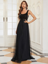 Load image into Gallery viewer, Color=Black | Spectacular U Neck Sleeveless A Line Wholesale Bridesmaid Dresses-Black 3
