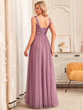 Load image into Gallery viewer, Color=Orchid | Spectacular U Neck Sleeveless A Line Wholesale Bridesmaid Dresses-Orchid 3