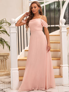 Color=Pink | Adorable A Line Off Shoulder Bridesmaid Dresses-Pink 4