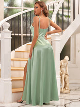 Load image into Gallery viewer, Color=sage green | DFloor Length Square Neckline Wholesale Bridesmaid Dresses -sage green 2
