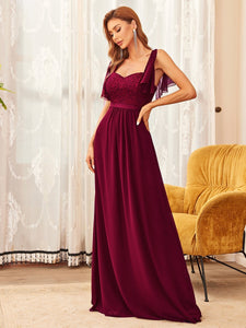 Color=Burgundy | Square Neckline Straight Silhouette Wholesale Bridesmaid Dresses-Burgundy 4