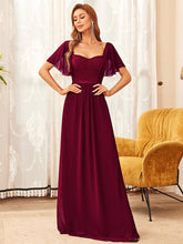 Load image into Gallery viewer, Color=Burgundy | Square Neckline Straight Silhouette Wholesale Bridesmaid Dresses-Burgundy 1
