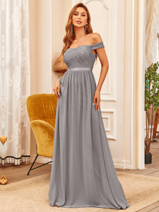Color=Grey | Floor Length A Line Sleeveless Wholesale Bridesmaid Dresses-Grey 3