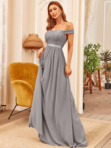 Color=Grey | Floor Length A Line Sleeveless Wholesale Bridesmaid Dresses-Grey 4